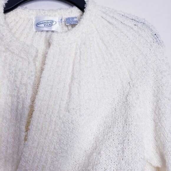 Vintage Northern Isles Cream Knit Open Front Cardigan Sweater Women's Medium - Picture 4 of 9